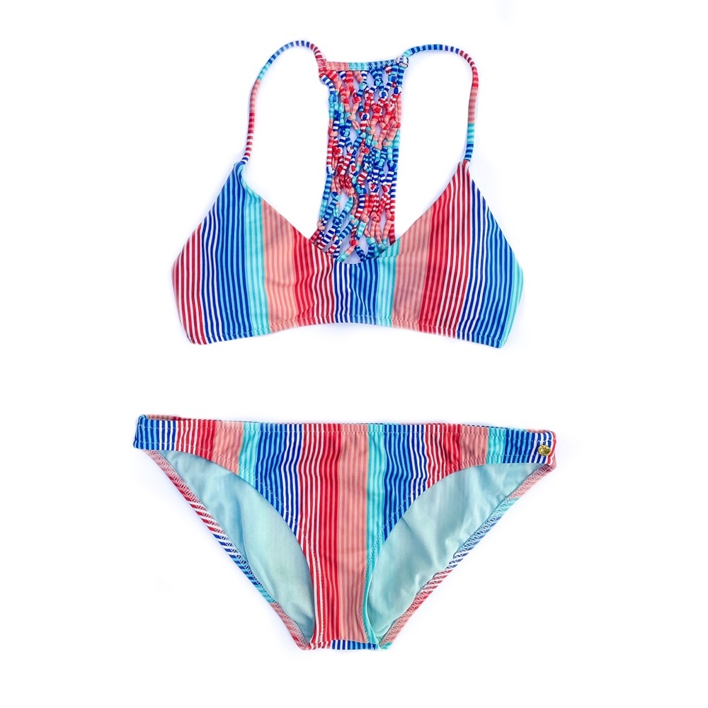 Raisins Red & Blue Braided Racerback Bikini